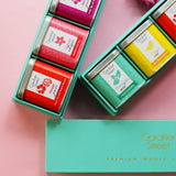 Colour Your World – Set of 4 Mini Tea Tins in Aqua Blue Box