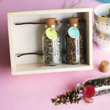 Rustic Pinewood Box with Glass Bottles